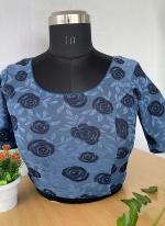 Polyster Blue Casual Wear Printed Readymade Blouse